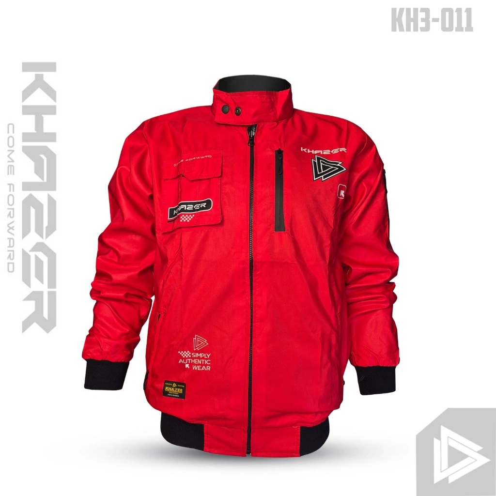 KHAZER Jaket Reversible Safety Touring Red Black Bolak Balik Unisex - KH3-011