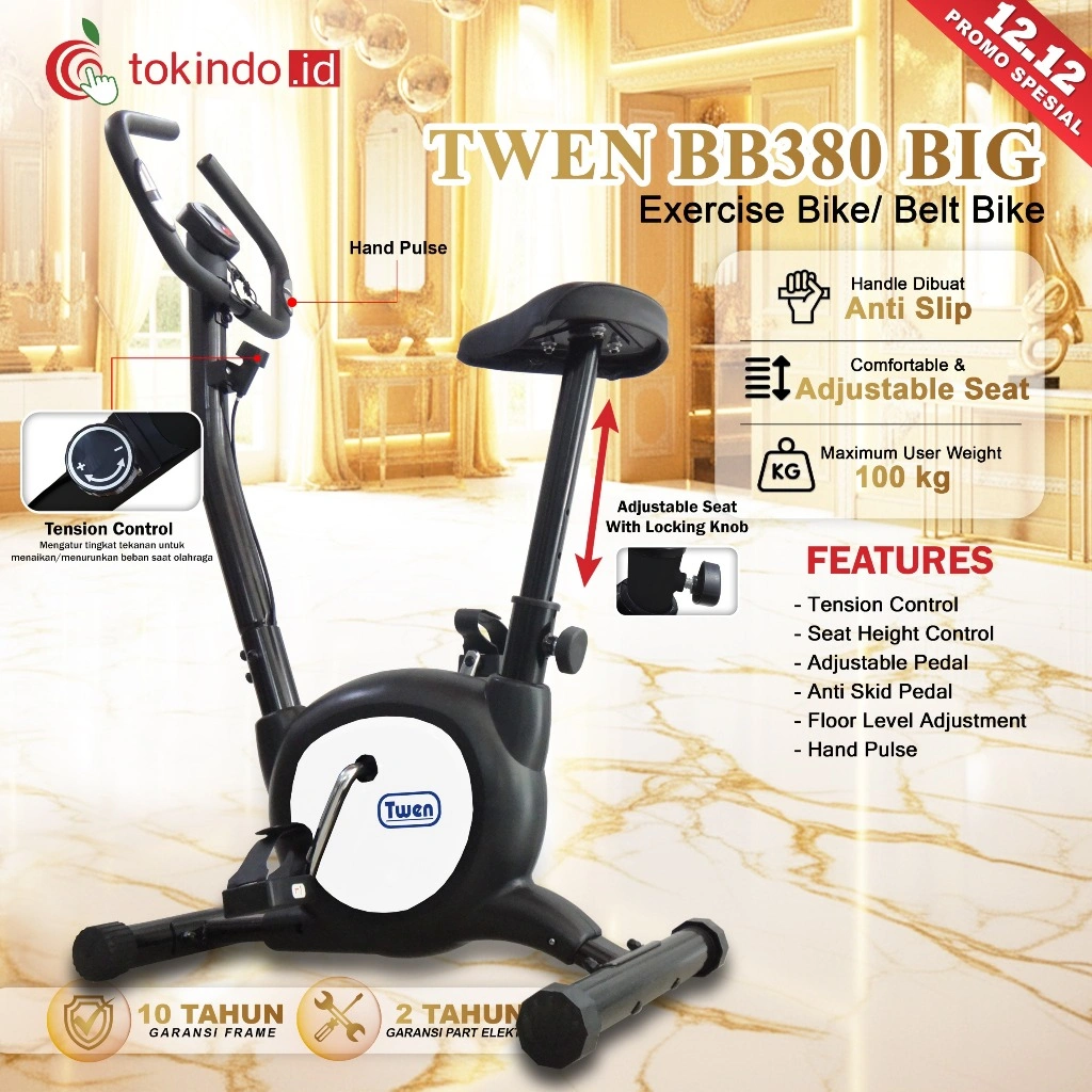 Sepeda Statis Twen BB379 Big BB380 Big / Exercise Bike / Belt Bike / Fitness / Alat Olahraga / Gym