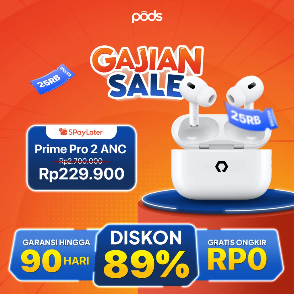 [GAJIAN SALE] ThePods Pro 2 ANC 100% – TWS Active Noise Cancelation, H2 Chip, Wireless Charging, Free Case, IMEI Terdaftar – Pods Indonesia