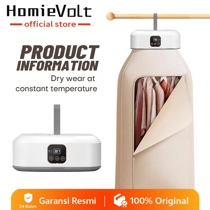 Homievolt Mesin Pengering Pakaian Lipat Anti Bakteri Portable