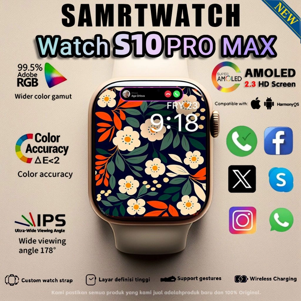 [COD]Samrt watch S10 Pro Max with 2.1" HD AMOLED Display GPS NFC Waterproof Bluetooth Call Smartwatch wanita pria wireless charging Dan Ganti Wallpapper Jam Tangan Smartwatch Jam Tangan Wanita Samrtwatch 9/8 Pro Max