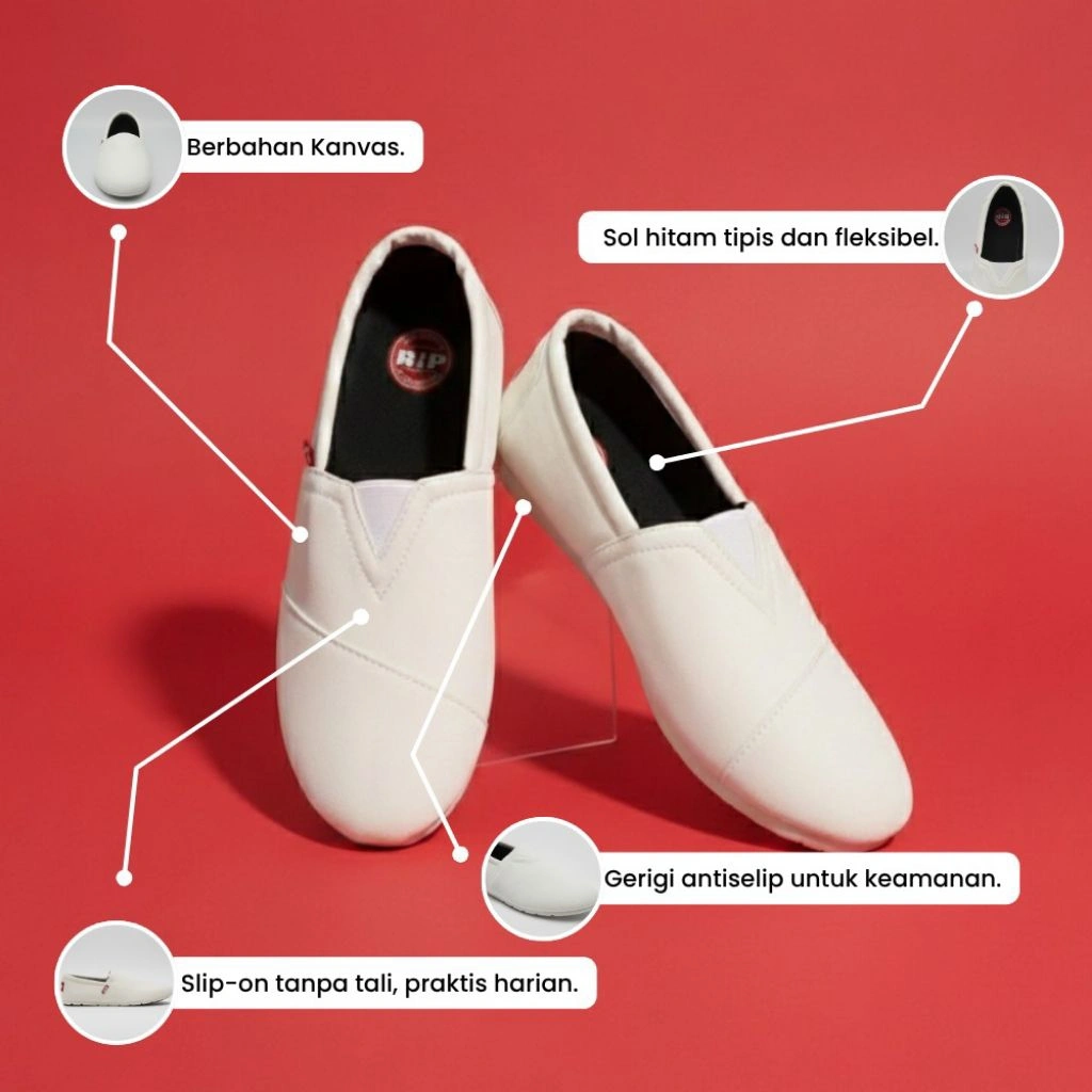 sepatu slipon R!P COBAIN sepatu crem polos bukan tom bukan wakai