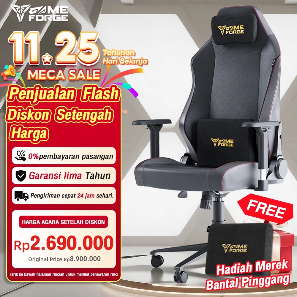 GAMEFORGE Gaming Chair Classic Series|Kursi Ergonomi,dengan bantal kepala magnetik lengan sandaran4D