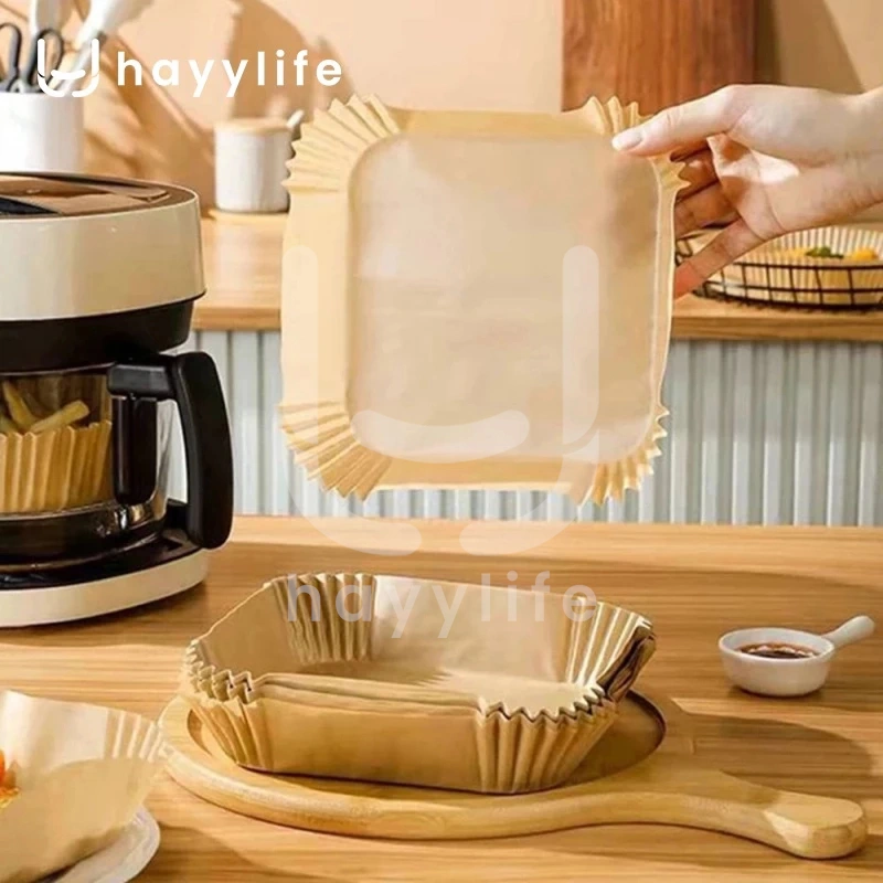 Hayylife Kertas Alas Air Fryer Isi 50 Pcs Untuk Panci Air Fryer Anti Lengket Tahan Panas HL-ABA730