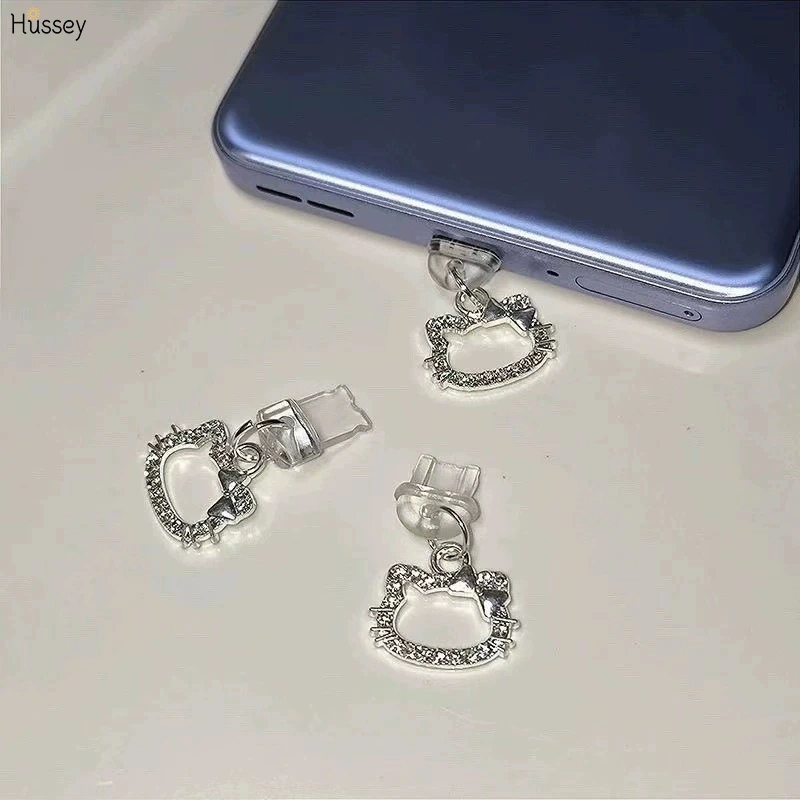 Lucu hello kitty Penutup Lubang Cas HP Iphone&Android Penutup Lubang Earphone anti Debu Dust Plug Pendant Jewelry - Hu
