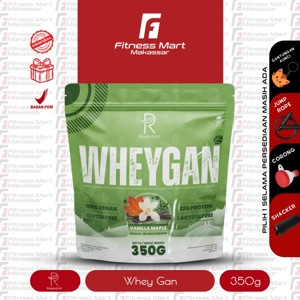 RIMBALIFE - RIMBA WHEYGAN 350GramR 1Lbs - Vegan Plant Based Protein Pea Protein Gluten Free Halal Whey Gan