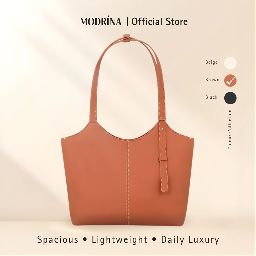 MODRINA Tas Tote - Kulit Sintetis - Camel - Ukuran Large