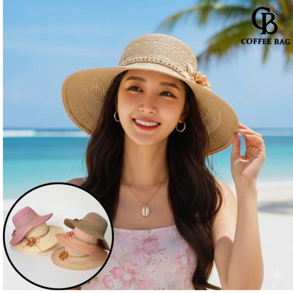 [CB] Topi Pantai Bucket Ruffle Hat Rumbai | Topi Pantai Dewasa Pelindung Sinar UV-DY-1137/30/31/32/34