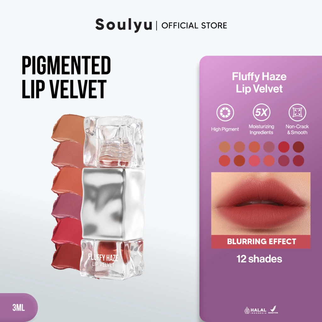 [6 NEW SHADES] SOULYU Fluffy Haze Lip Velvet 3 ml - Fine Blur Finish