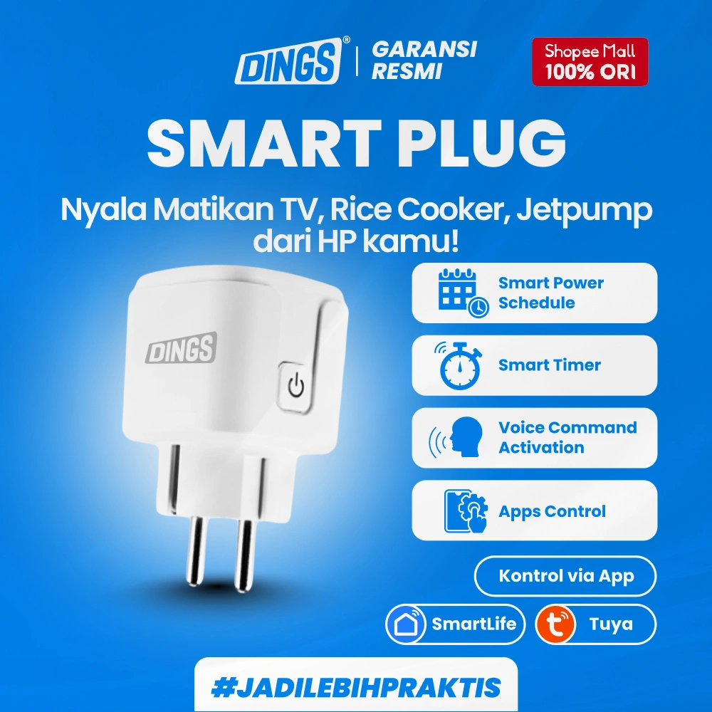 DINGS Smart Plug Colokan Pintar Hemat Energi & Kontrol Jarak Jauh via HP