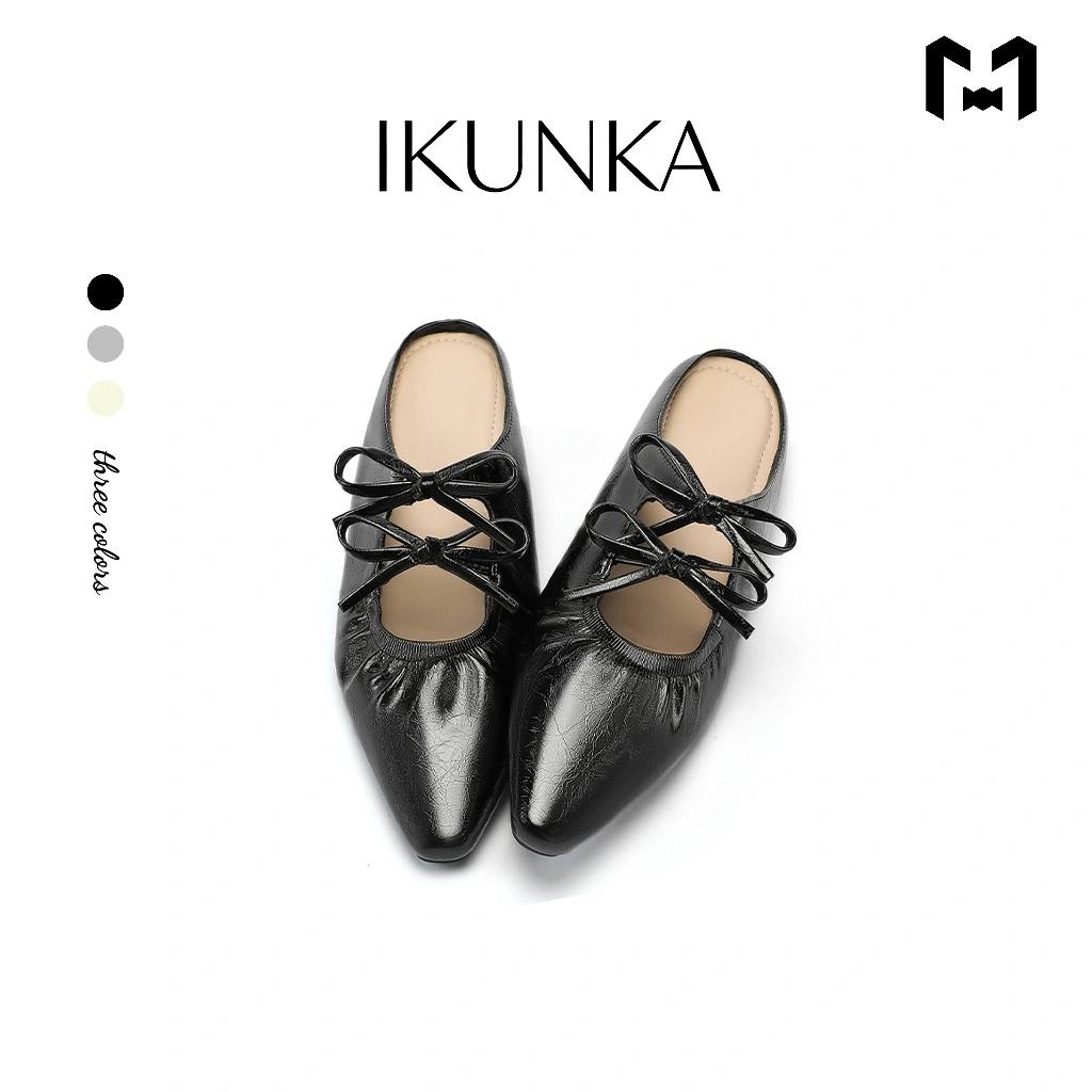 IKUNKA Sandal Flat Wanita Women Flat Mules Sesuaikan shoela