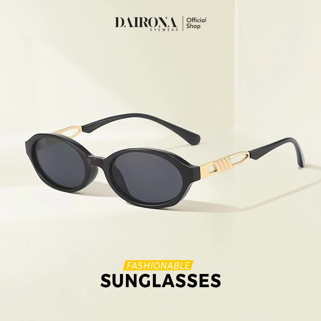 Dairona Eyewear Kacamata Hitam Sunglasses Fashionable Gaya Korea Pria Wanita Terbaru UV400 Polarized Anti Silau Bentuk Oval TR-90 20250S