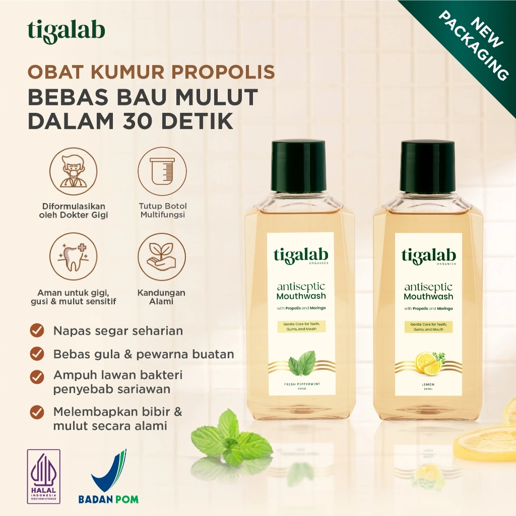 [PROMO LIVE] TIGALAB Propolis Mouthwash 250ml - Obat Kumur Propolis Untuk Membunuh Bakteri Dalam 30 Detik & Menyegarkan Nafas Seharian