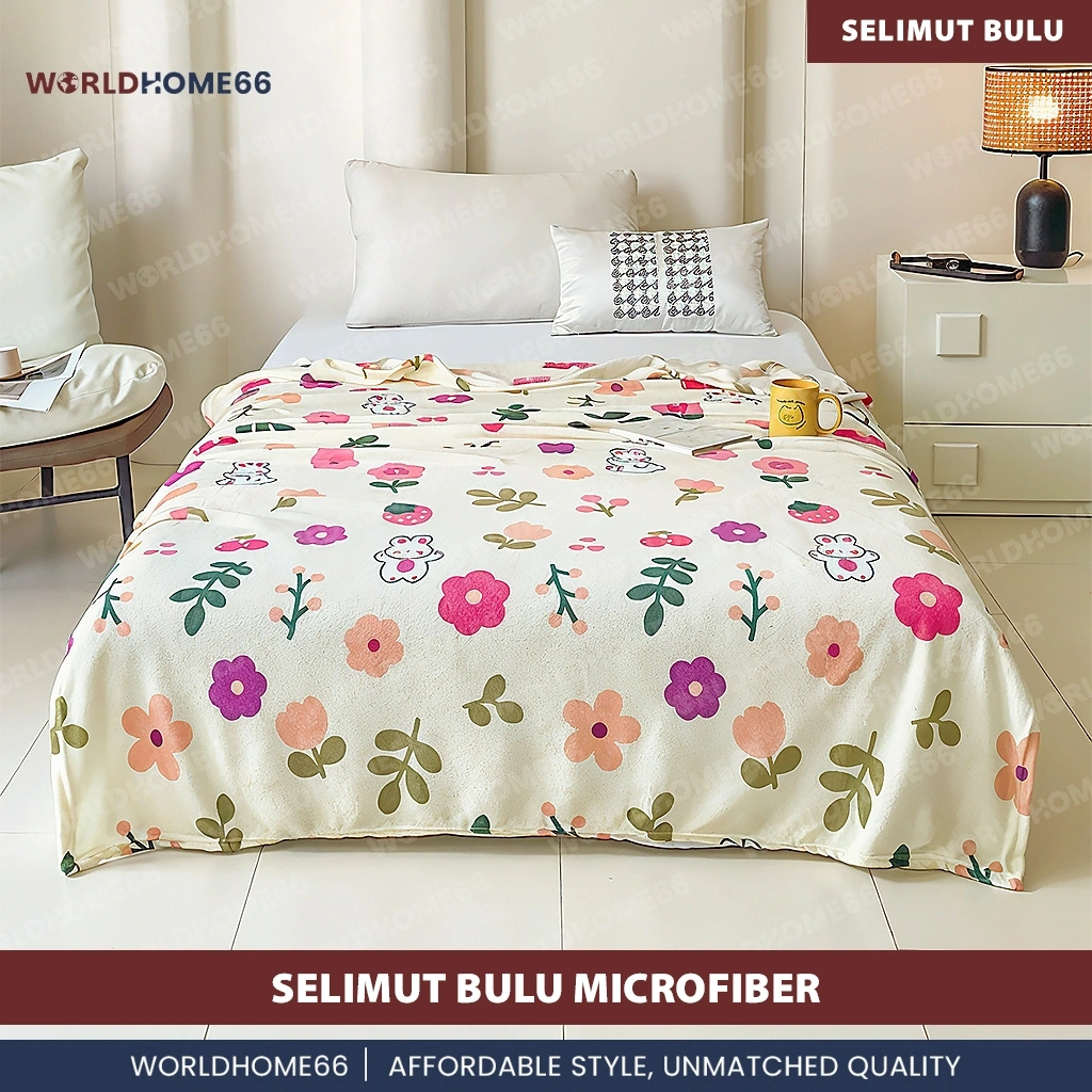 Worldhome Selimut Anak Selimut Bulu Microfiber 140x200cm Selimut Tidur Selimut Travelling TERBAIK