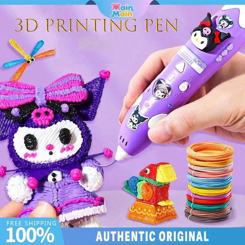 MainMain 3D Printing Pen Kuromi Melody 3D Printer Arts Pen Wireless 3D Pen Edition Mainan Anak DIY Mainan Hadiah/Pena Gambar 3D Kerajinan Tangan
