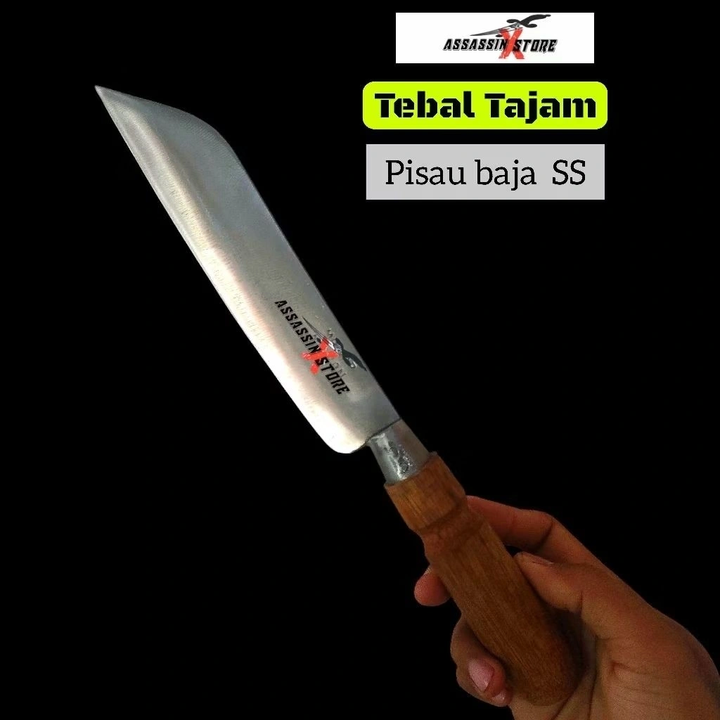 pisau dapur baja ss tebal 3mm lancip