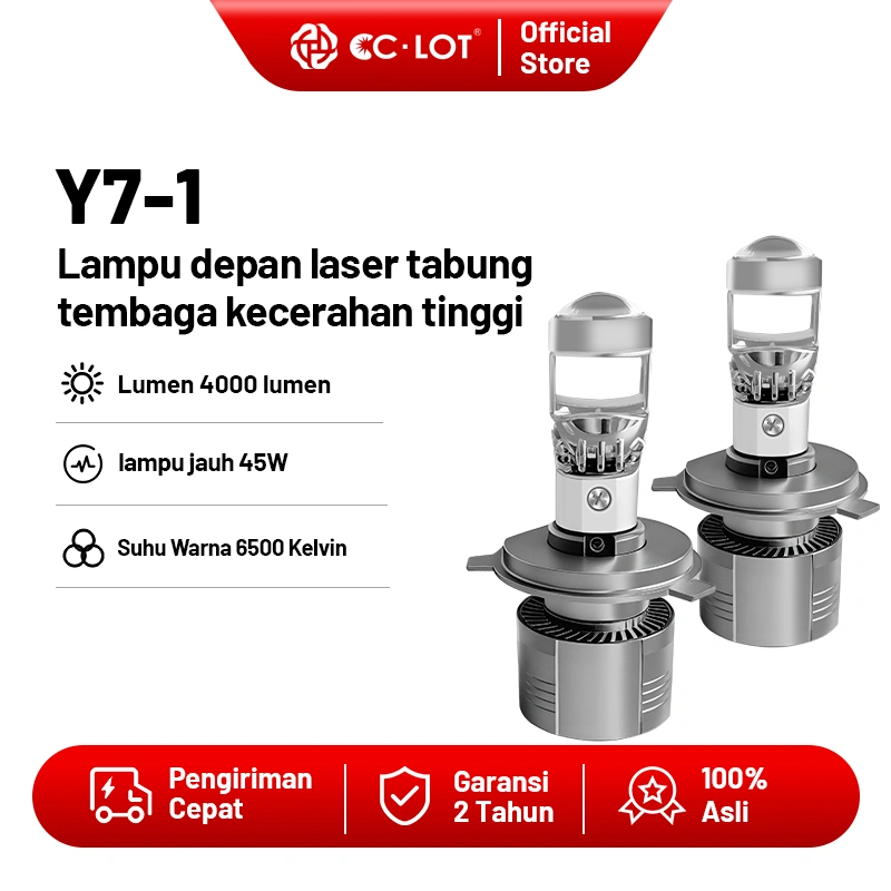 CCLOT Y7-1Lampu LED Motor  H4  Lampu Led Mobil Dan Motor Lampu Depan BILED Sepeda Motor 4000 Lumen 12 - 26 Volt  / Lampu Jauh 40Watt  Garansi Tahan Lama  Lampu LED Mobil dan Motor H4 Mini Proyektor  Super Terang /Dengan Kipas