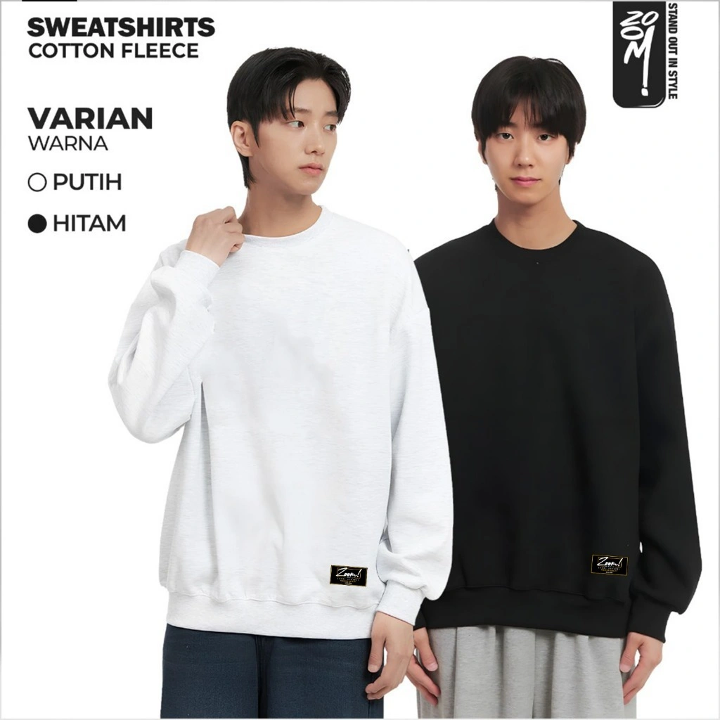 Zoomi Sweater Polos Unisex | Bahan Tebal & Lembut | Cocok Pria & Wanita