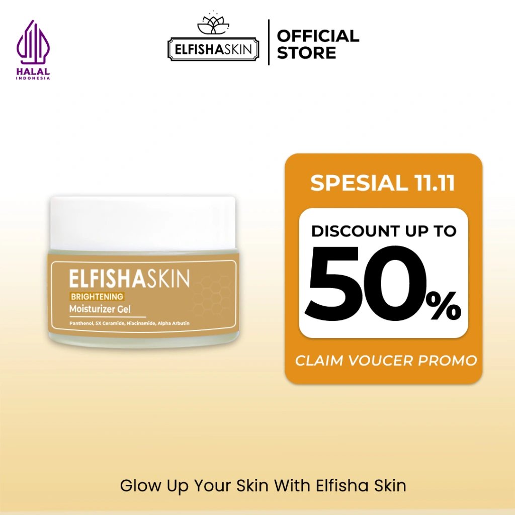 Elfisha Skin - Brightening Moisturizer Gel Niacinamide Ceramide Panthenol dan Aloevera Pelembab Wajah Mencerahkan dan Memperbaiki Skin Barrier