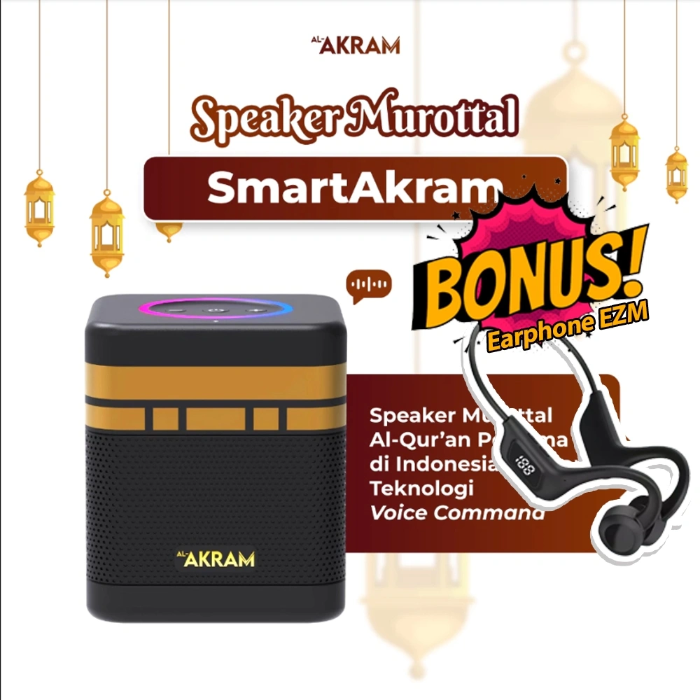 Smart Akram FREE EARPHONE EZM Speaker Murottal Murotal AlQuran Al-Quran Digital Lengkap 30 Juz Remote Dengan Suara Teknologi Voice Command SmartAkram