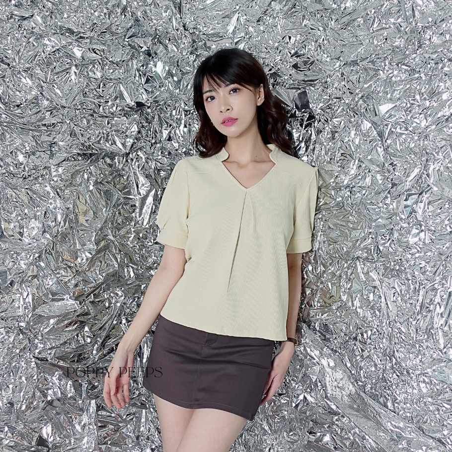 [ Poppypeeps ] KEITH TOP / Top Basic Knit / Atasan Kaos Rajut Wanita