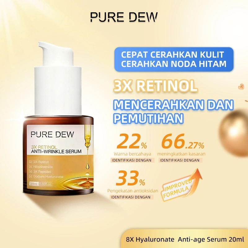 PURE DEW -Essence 3x Retinol Serum Wajah Anti-age Serum 20ml With Niacinamide Brightening Menyamarkan Garis Halus Meratakan Warna Kulit Berjerawat