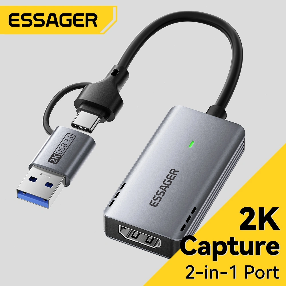 Essager 4K Video Capture Card Game/Live/Online Course Recording USB 3.0 2-in-1