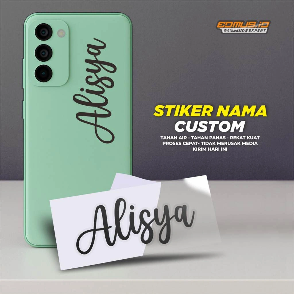 Stiker Nama Custom  - Cutting Sticker Premium Anti Air, Cocok untuk Motor, Mobil, Laptop, Tumbler