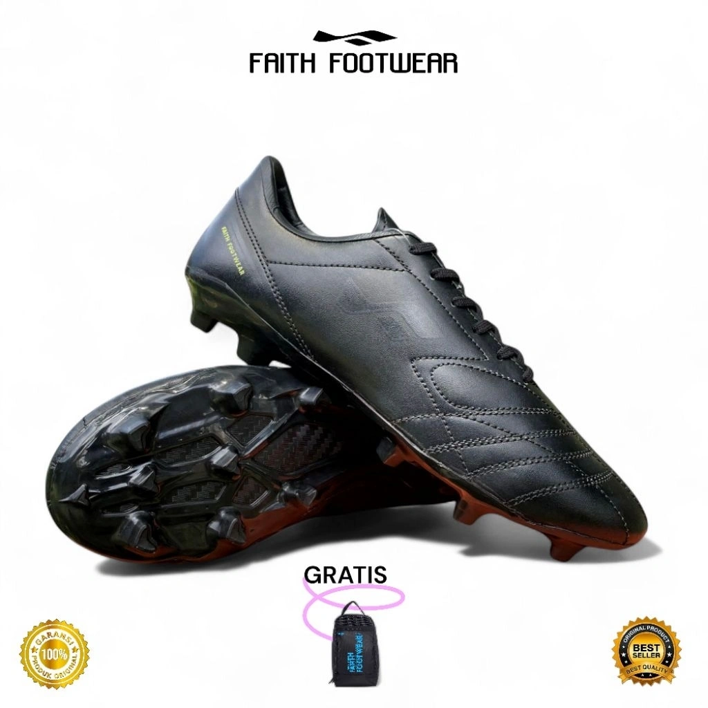 FAITH FOOTWEAR - Sepatu Bola Pria Dewasa Original Faith F Series In Full Black Terbaru