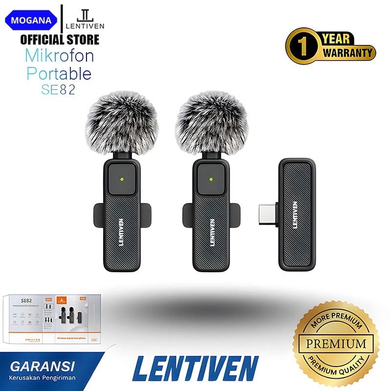 MOGANA LENTIVEN Wireless Microphone Mic Wireless Clip On Microphone Mikrofon Lavalier HP Plug & Play SE82