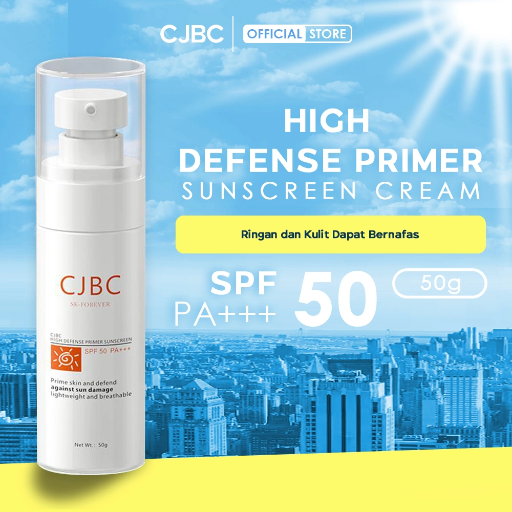 CJBC Sunscreen Mencegah Kulit terbakar SPF 50 PA+++ Ampuh Pencerah Penyejuk Penangkal Sinar Matahari Mencegah Kulit Wajah Hitam dan Terbakar BPOM Halal