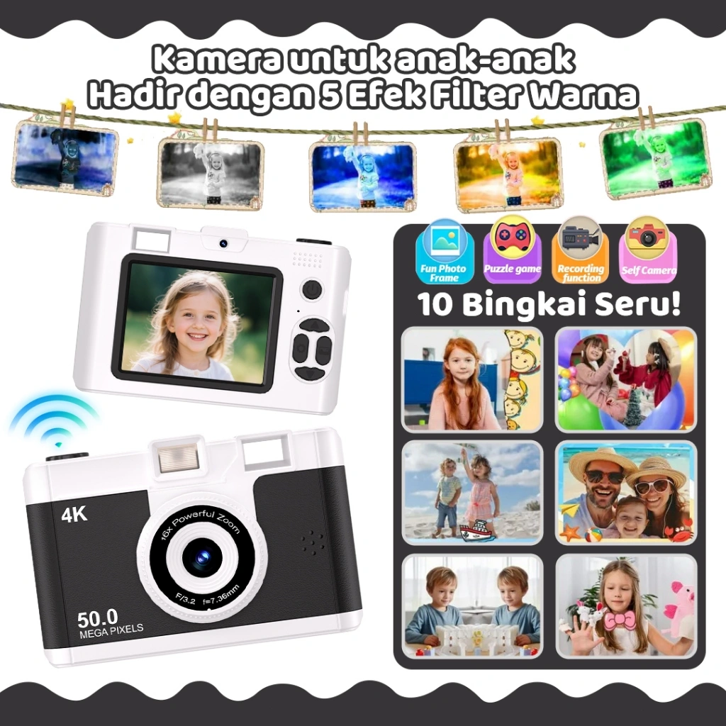 T-JERZEN Kamera Digital Dengan Pemutaran MP3 Dan Fungsi WIFI Cocok Untuk Pelajar Dan Aanak-anak M16