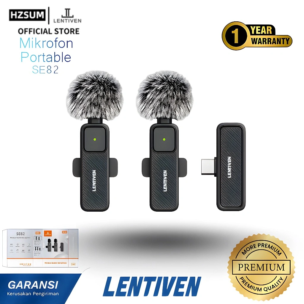 HZSUM LENTIVEN Wireless Microphone Mic Wireless Clip On Microphone Mikrofon Lavalier HP Plug & Play SE82