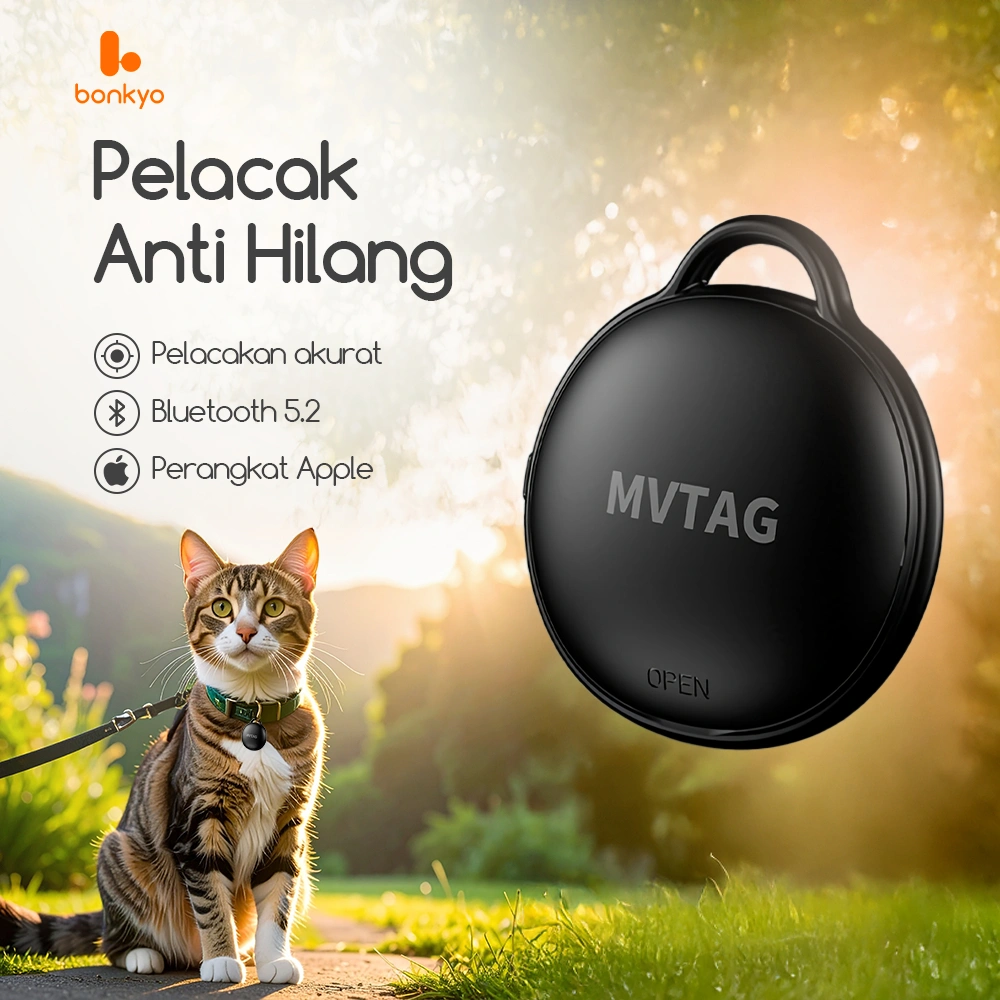 Bonkyo Pelacak GPS Global Anti Kehilangan, Pelacak Bluetooth 5.2 Alat Pencari Kunci Hewan Peliharaan Anak Orang Tua