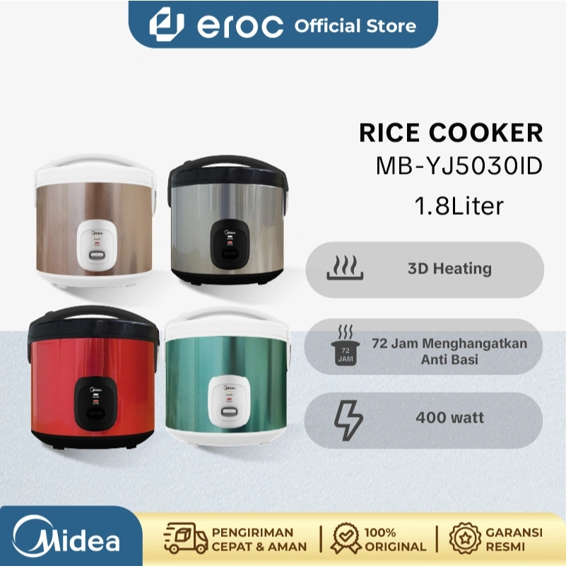 Midea Rice Cooker / Magic Com 1,8 Liter Anti Basi Anti Gores Panas Merata MB-YJ5030ID