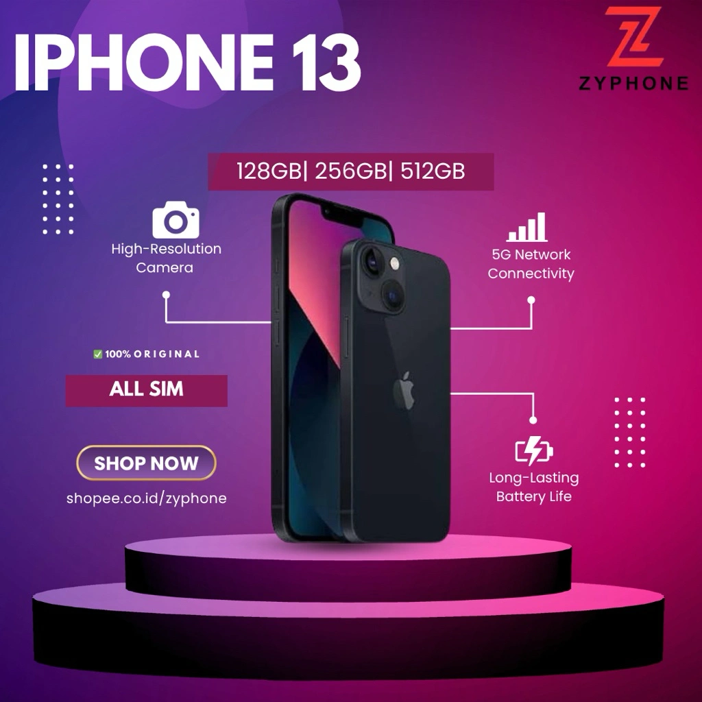iPHONE 13 128GB 256GB 512GB Second BEKAS ORIGINAL 100%  MULUS 13 NORMAL FULLSET