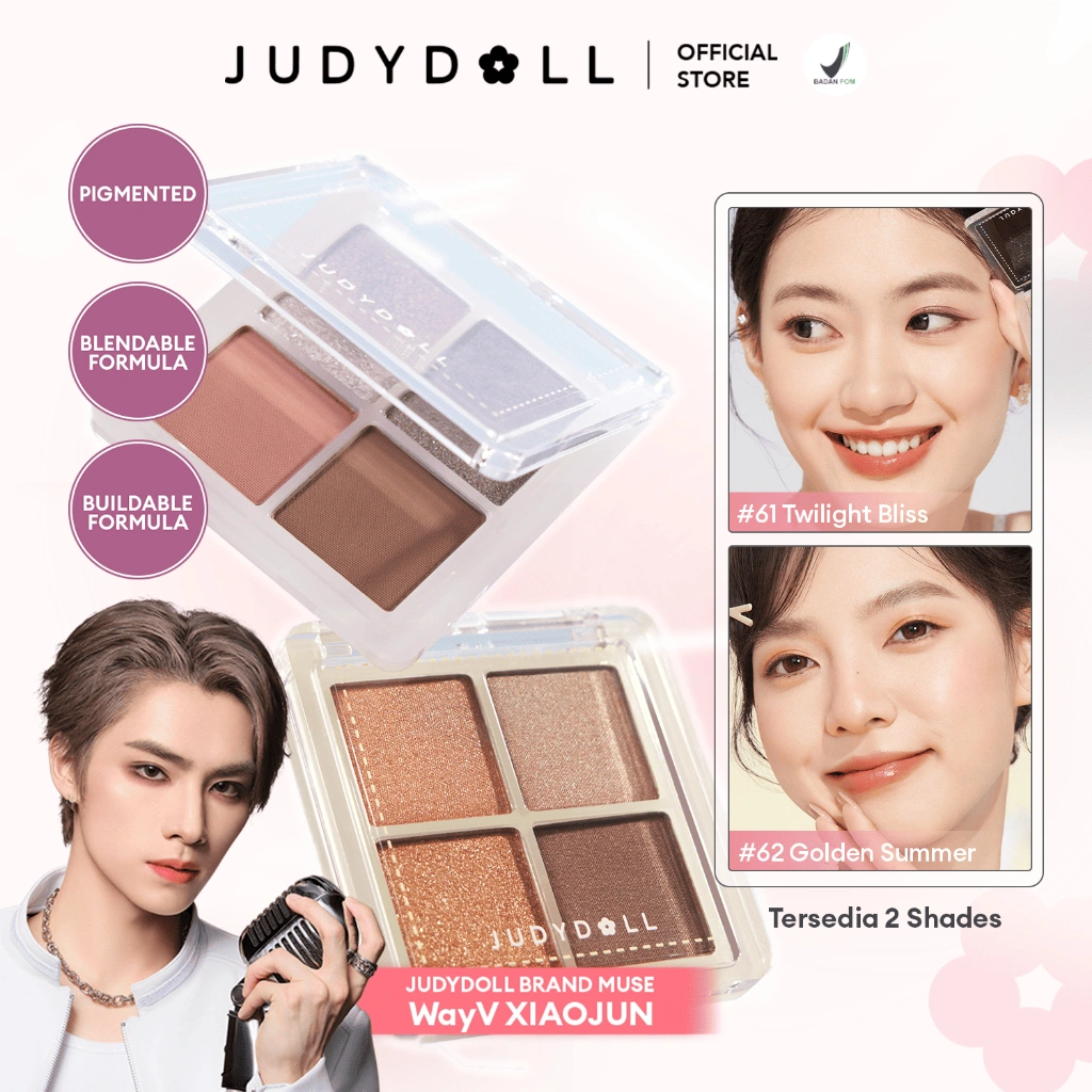 Judydoll 4 Colors Eyeshadow (Natural Glam Eyeshadow, Blendable, Buildable Formula, No Fall Out)