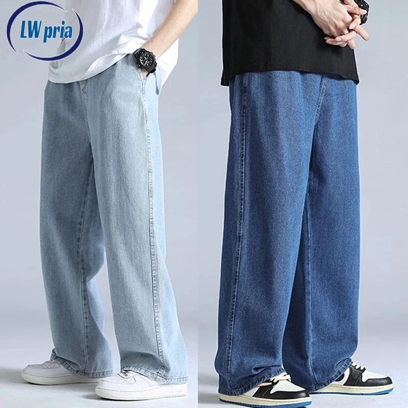 LW—Celana Jeans Pria celana panjang pria Korean style celana kulot pria celana jeans cowok keren boyfriend gombrang straight jeans baggy pants celana denim pants celana cowo oversize Loose pants