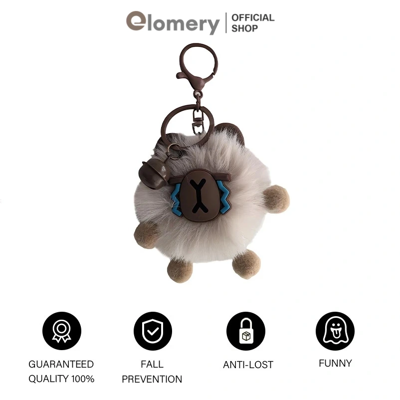 Elomery Gantungan Kunci Gantungan Bulu Lucu Motif Cute Coal Balls Gantungan Hiasan