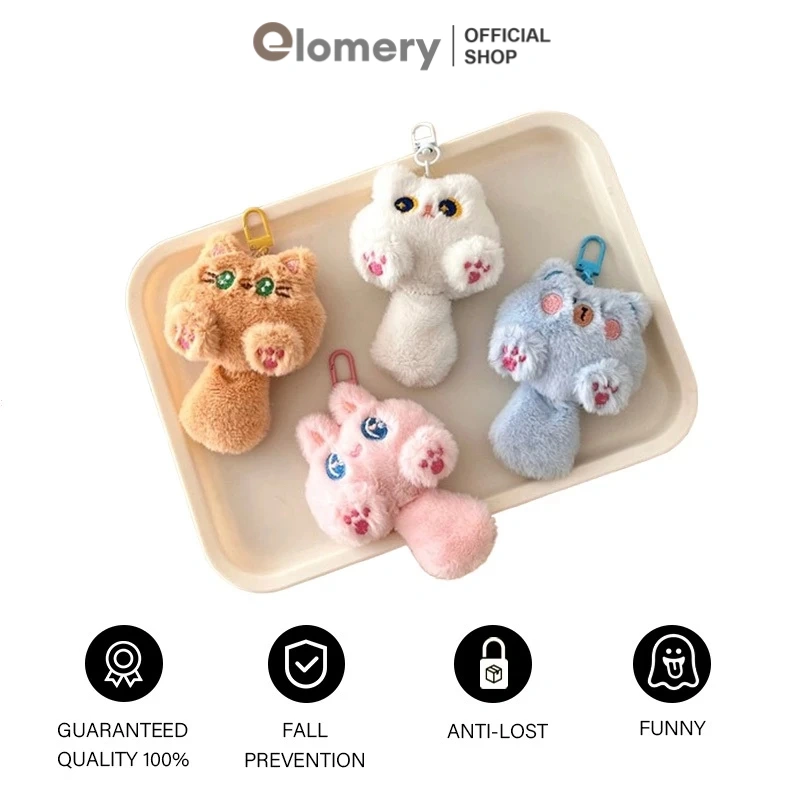 Elomery Gantungan Kunci Tas Lucu Hiasan Boneka Lucu Cute Plush Animal Doll Souvenir Kucing Imut