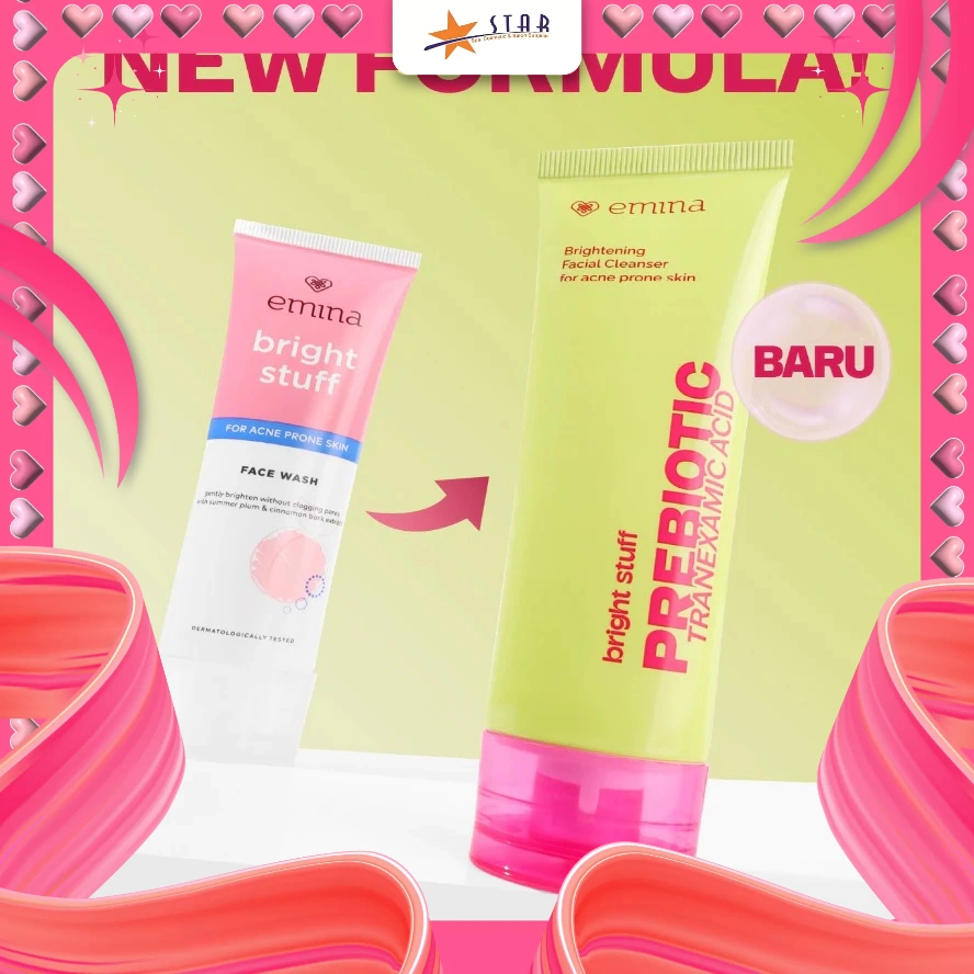 * STAR * Emina Prebiotic Tranexamic Acid Brightening Face Wash for Acne Prone Skin 50ml / Sabun Wajah