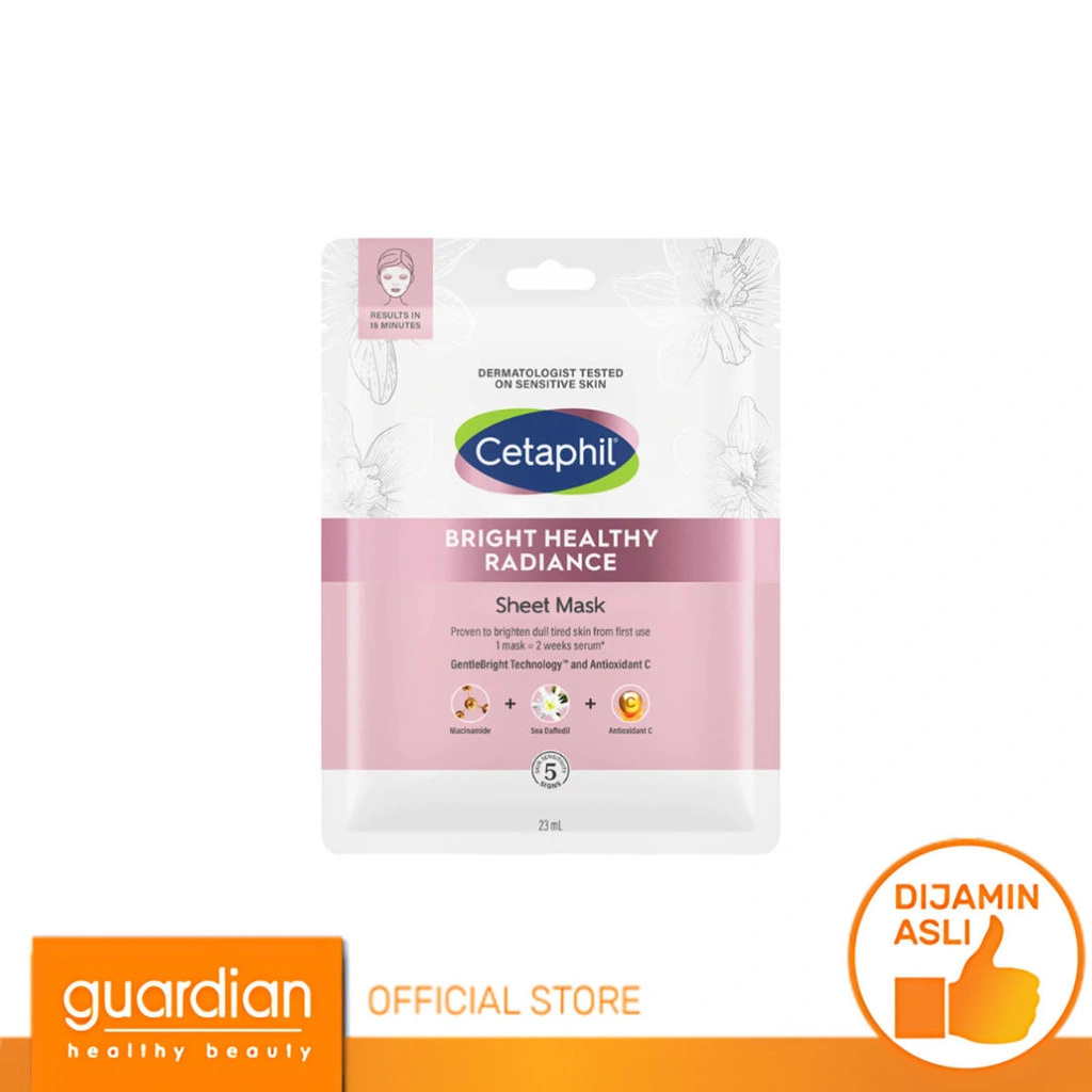 Cetaphil Bright Healthy Radiance Sheet  Mask - Instant Radiance Mask Mencerahkan Kulit Kusam 23Ml