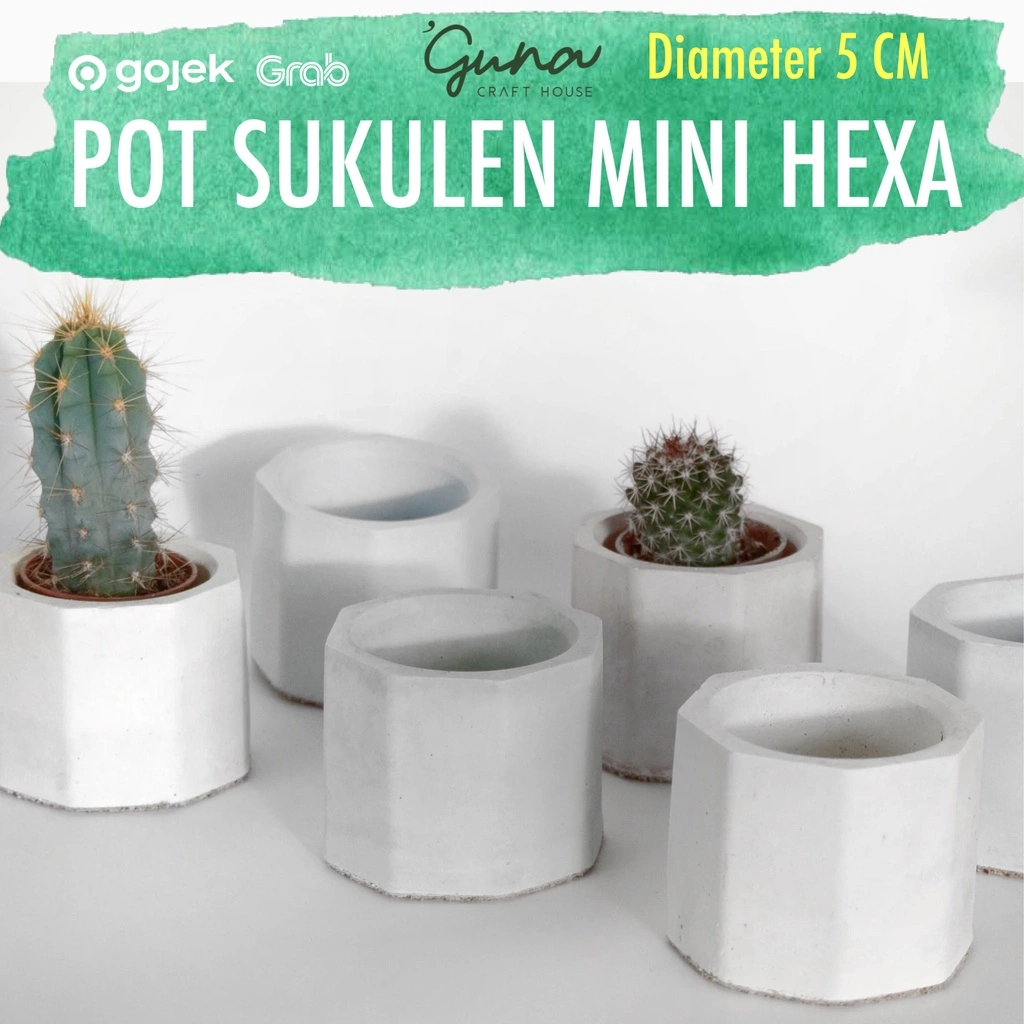 Pot Semen Mini Hexagon Segi Enam  - Mini Concrete Planter - Pot Sukulen Kecil - Dekorasi Tanaman