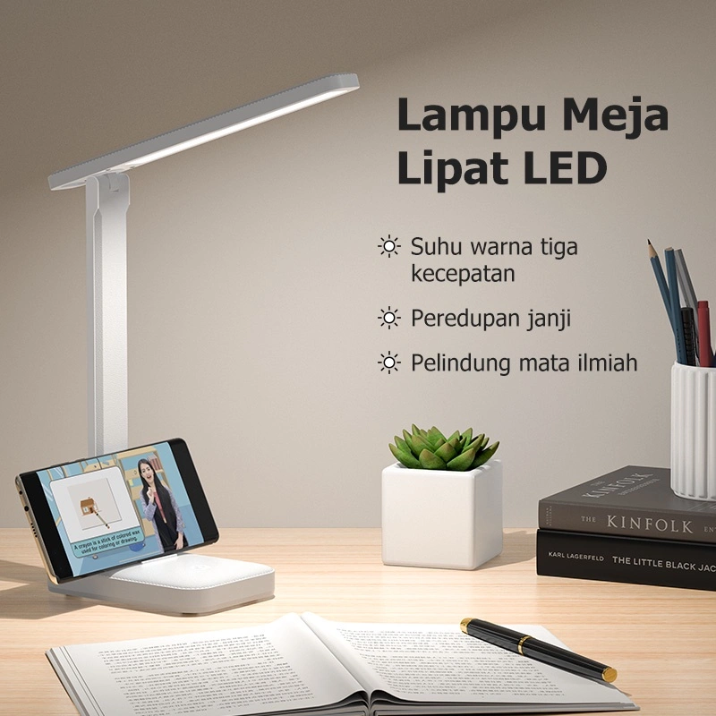BASIKE Lampu Meja Belajar LED Eye Protection Desk Lamp Adjustable Angles Touch Control with Holder