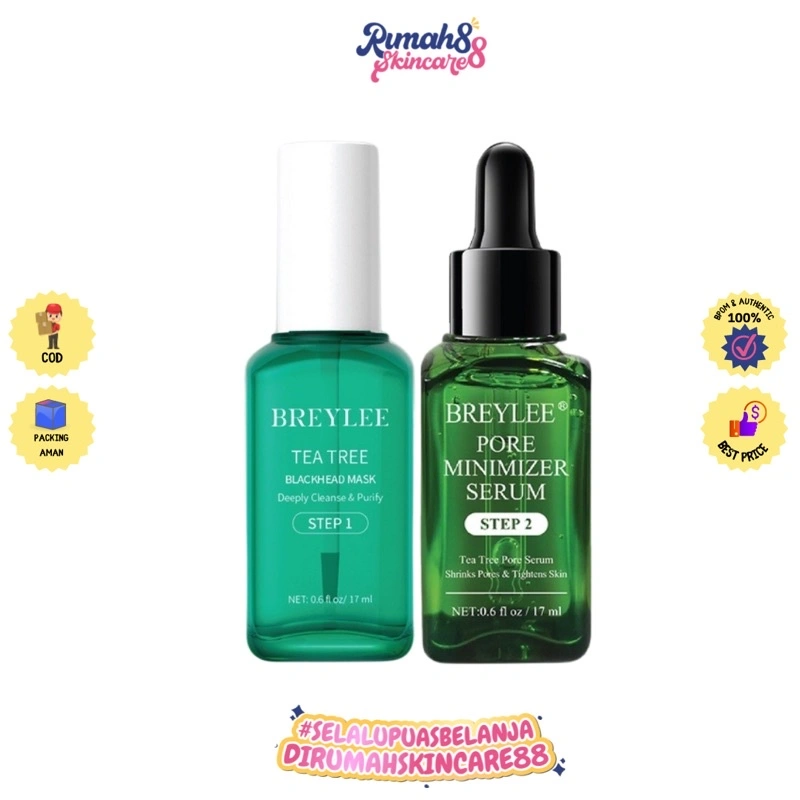 BREYLEE BlackHead Mask Step 1 & Step 2 Breylee Pore Minimizer Serum / Pembersih Komedo