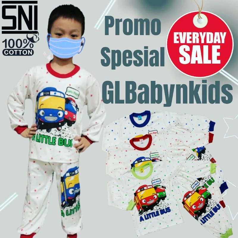 Piyama Panjang Anak T4yo S M L XL 6 Bulan - 6 Tahun 100% Katun SNI