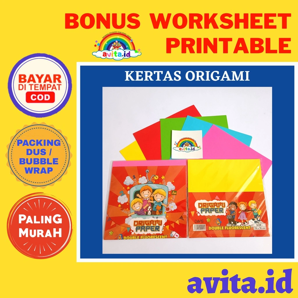 avita.id TERMURAH Kertas Lipat Origami DAVIS 16x16 cm dan 12x12 cm