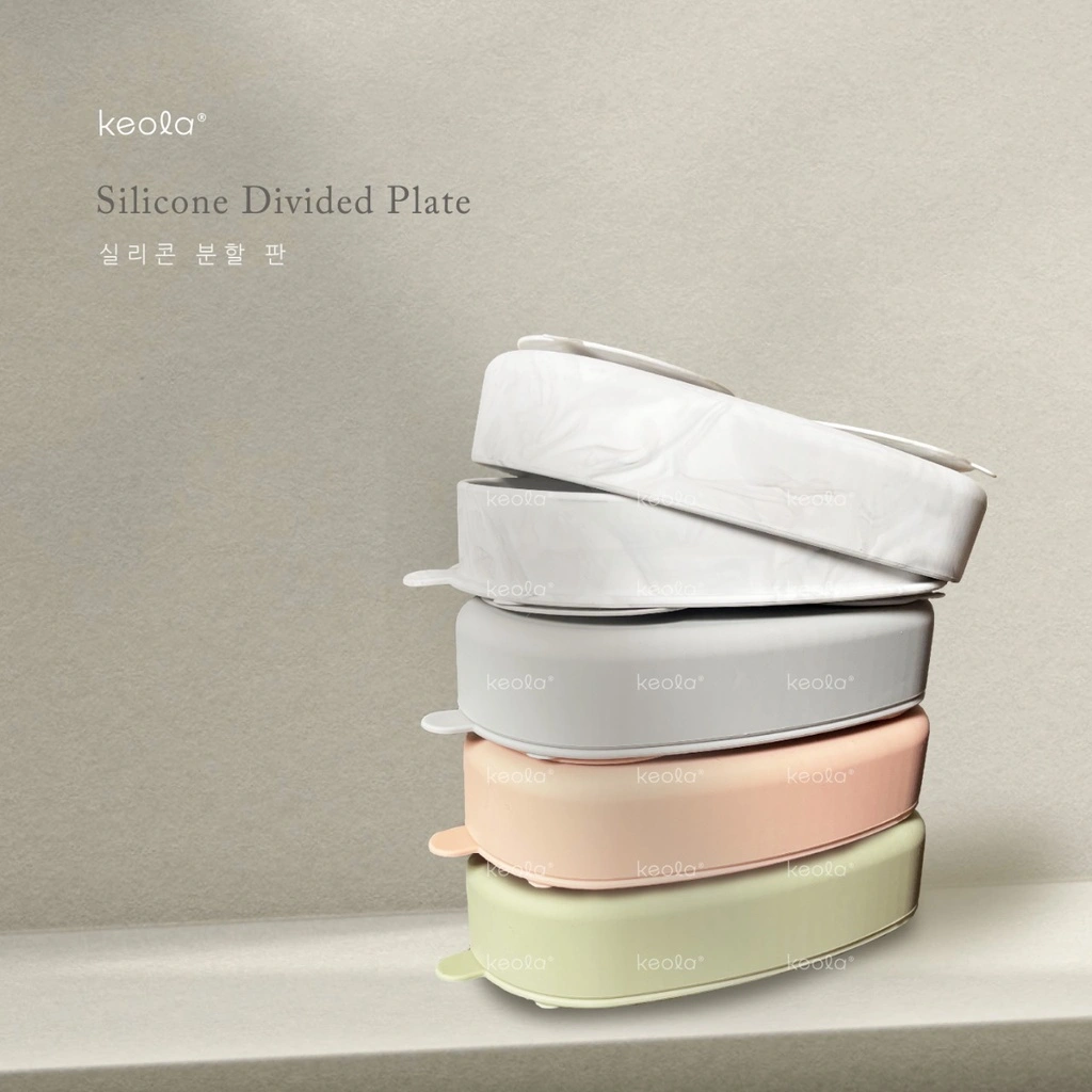 MD - Keola Premium Silicone Divided Plate With Suction / Silicone Lunch Box / Travel Plate / Piring Makan Anak