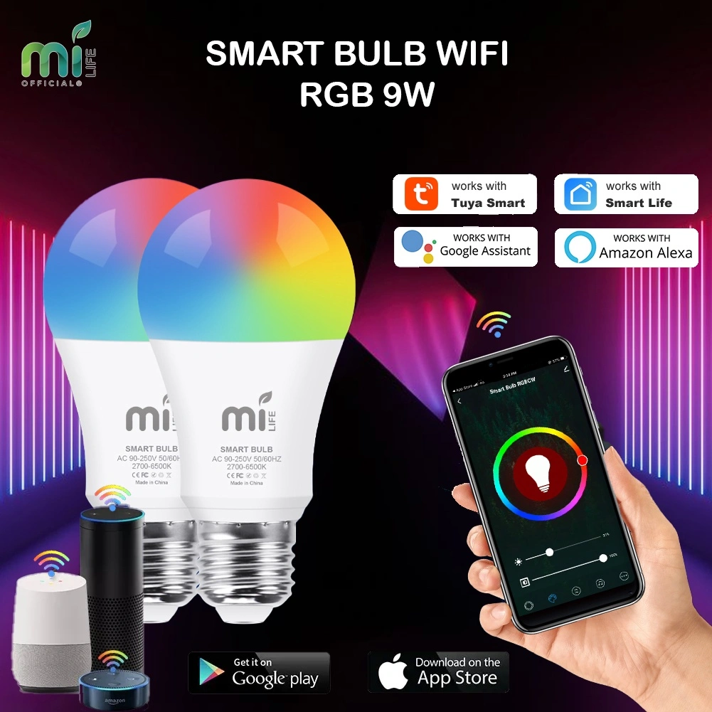 MiLife Bohlam Smart Bulb 9W Wifi RGB LED E27 IoT LAMPU PINTAR