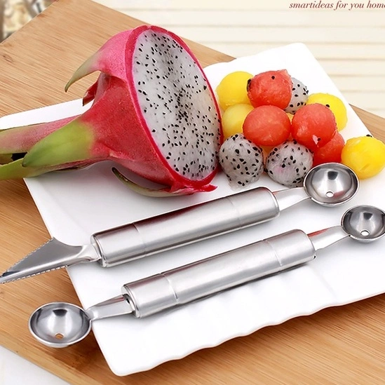 Sendok Pengupas Buah FULL STAINLESS Salad Double-headed Fruit Spoon Scooper Pembersih Sisik Ikan